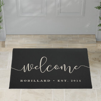 Warm Welcome | Modern Calligraphy Personalized Doormat