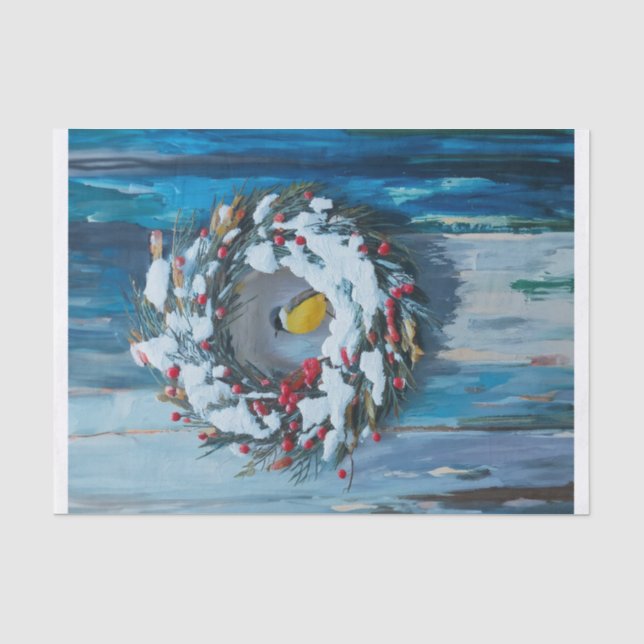 Warm Welcome, Winter Wreath and Bird Tissue Paper (Front)