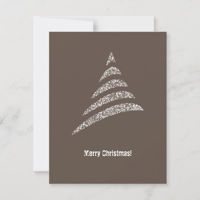 Warm White Corporate Christmas Tree QR code Holiday Card (Front)