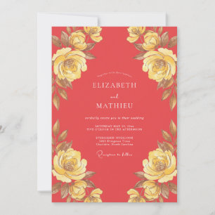 Warm White Linen Eucalyptus Wedding Invitation