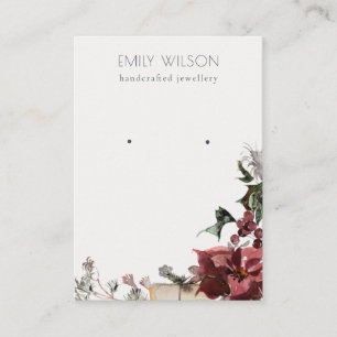 Warm Winter Festive Foliage Stud Earring Display Business Card