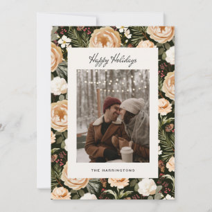 Warm Winter Florals Photo Holiday Card