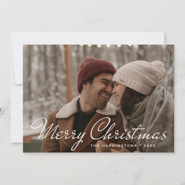 Warm Winter Florals Photo Holiday Card (Front)