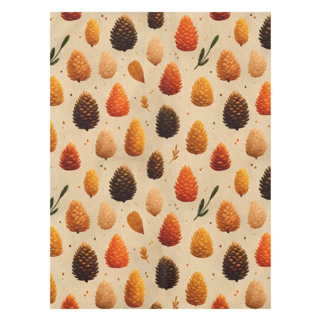 Warm Winter Pinecones Pattern Tablecloth (Front)