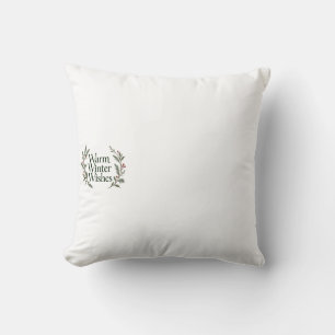 Warm Winter Wishes Christmas Berry Branches Throw Pillow
