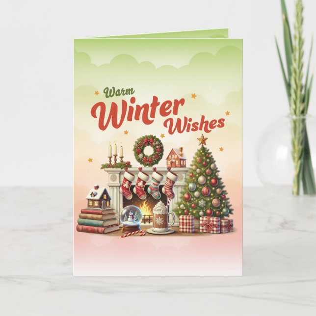 Warm Winter Wishes Christmas Holiday Card (Front)
