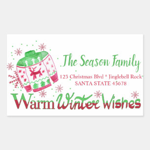 Warm Winter Wishes Christmas Sweater address Sticker