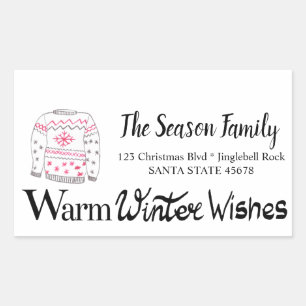 Warm Winter Wishes Christmas Sweater address Sticker
