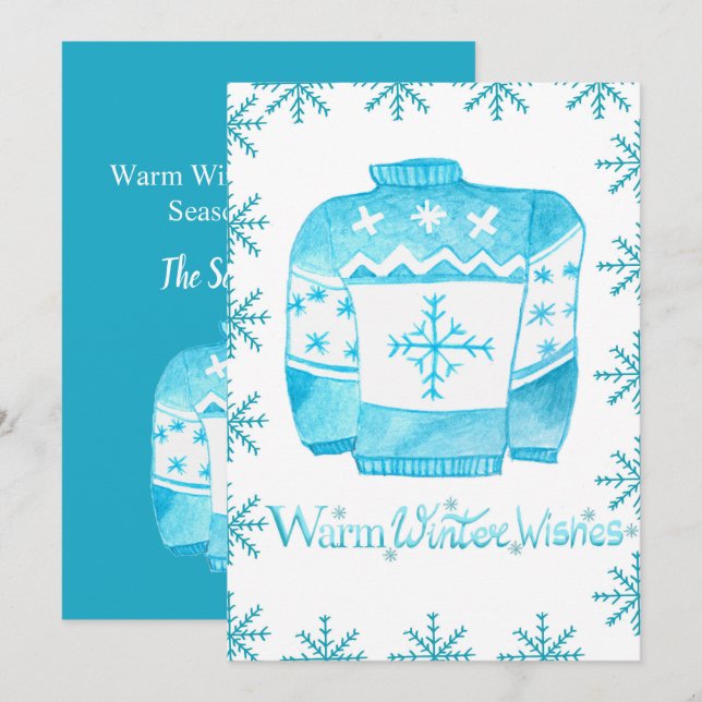 Warm Winter Wishes Christmas Sweater Invitation (Front/Back)