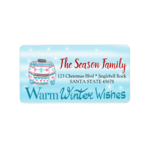 Warm Winter Wishes Christmas Sweater Label