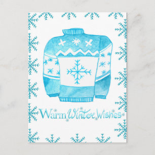 Warm Winter Wishes Christmas Sweater Postcard