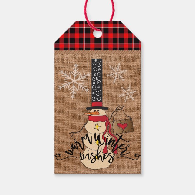 Warm Winter Wishes - Snowman Gift Tags (Front)