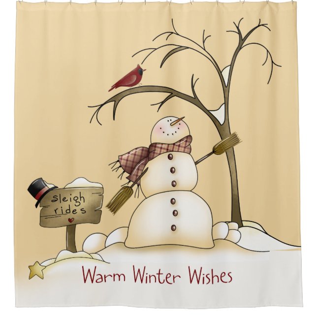 Warm Winter Wishes Snowman Red Bird Sleigh Rides (Front)
