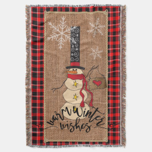 Warm Winter Wishes - Snowman Throw Blanket
