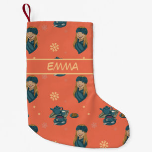 Warm Winter with hot tea and pastries Small Christmas Stocking