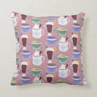 Warm Wintery Drinks Print Throw Pillow