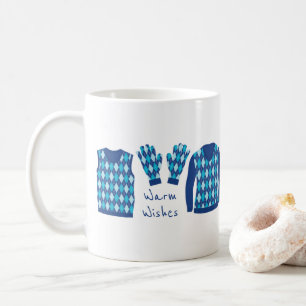 Warm Wishes Argyle Pattern Items Mug - Blue