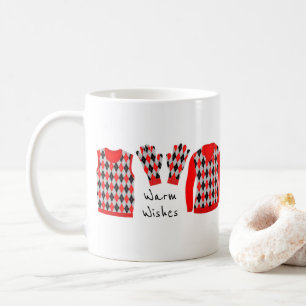 Warm Wishes Argyle Pattern Items Mug - Red