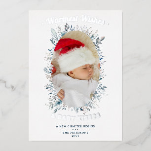 Warm Wishes Baby Kisses Holiday Photo Announcement