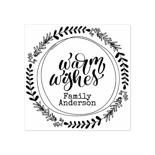 WARM WISHES Calligraphy Personalized NAME Rubber Stamp (Imprint)