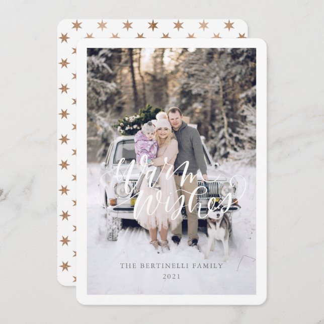 Warm Wishes Christmas Card Flat Holiday Card (Front/Back)