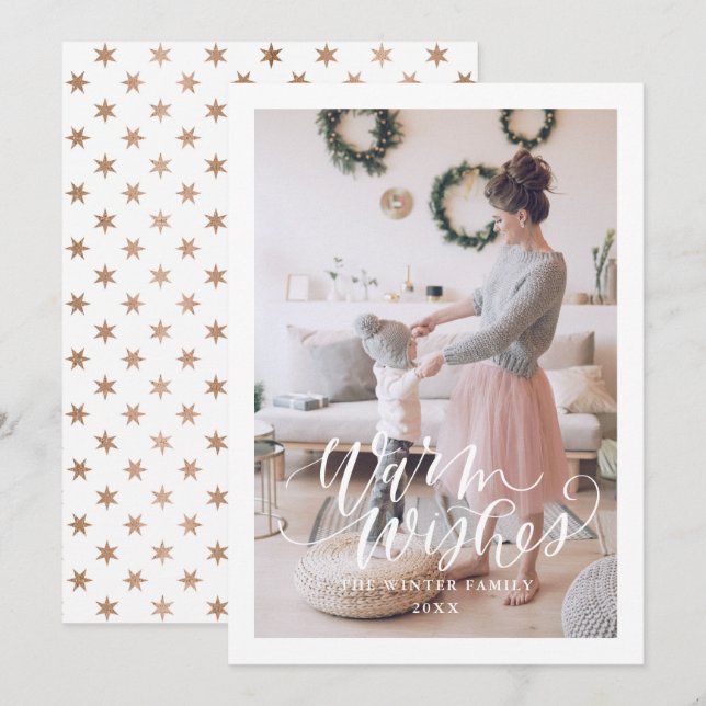 Warm Wishes Christmas Card Flat Holiday Card (Front/Back)