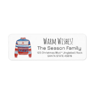 Warm Wishes Christmas Sweater Label