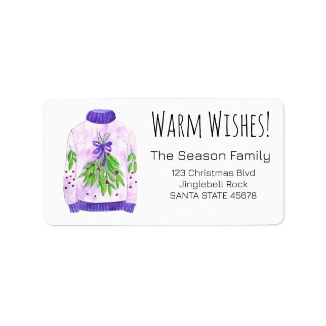 Warm Wishes Christmas Sweater Label (Front)