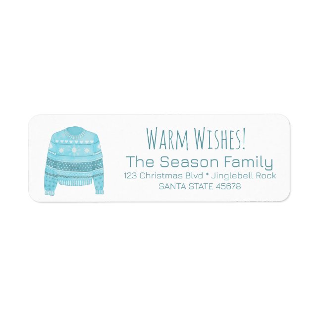 Warm Wishes Christmas Sweater Label (Front)
