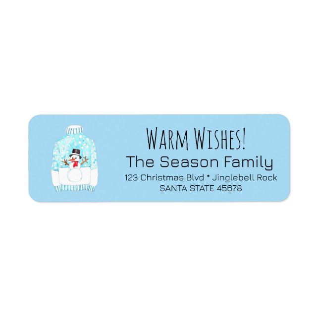 Warm Wishes Christmas Sweater Label (Front)