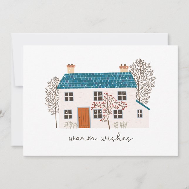 Warm Wishes Cozy Christmas Home Holiday Card (Front)