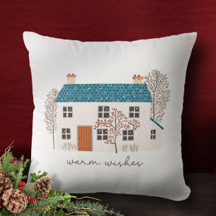 Warm Wishes Cozy Holiday Home Christmas Throw Pillow