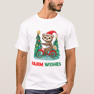 Warm Wishes Cute Sloth Bike T-Shirt