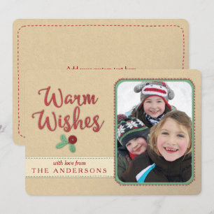 Warm Wishes Faux Felt/Embroidered Christmas Card