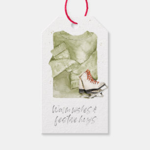 Warm Wishes & Festive Hugs Watercolor Gift Tags