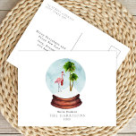 Warm Wishes Flamingo Snow Globe Christmas Holiday<br><div class="desc">Watercolor inspired illustration of a flamingo inside a snow globe with palm trees.</div>