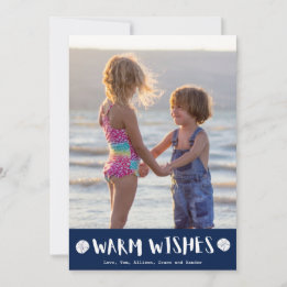 Warm Wishes Florida Beach Family Photo Christmas Holiday Card
