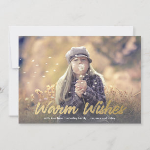 Warm Wishes Gold Holiday Full Photo Horizontal Card