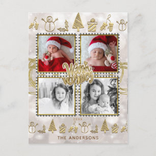 Warm Wishes Gold & White Sparkle Holiday 4 Photo