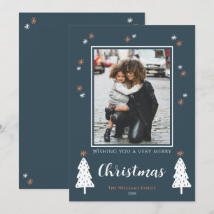 Warm Wishes Green Christmas Photo Card 