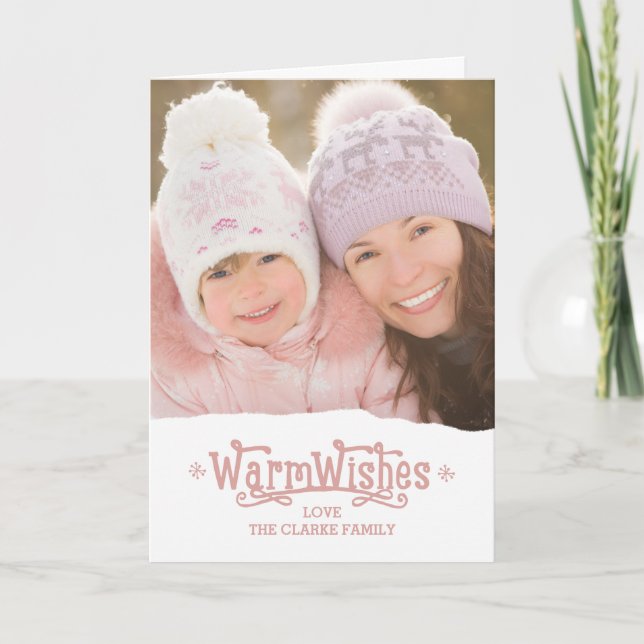 Warm Wishes | Holiday Photo Greeting Card (Front)