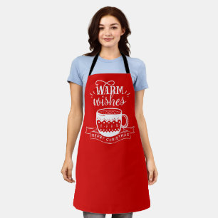 Warm Wishes Hot Cup Coffee Cocoa Barista  Apron