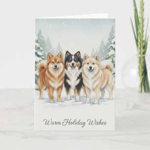Warm Wishes – Icelandic Sheepdogs Holiday Card