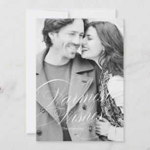 Warm Wishes in Bold Red Holiday Photo Card