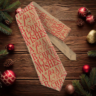 Warm Wishes Kraft Typography Red ID589 Tie