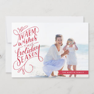 Warm Wishes Lettered Banner Holiday Photo Card
