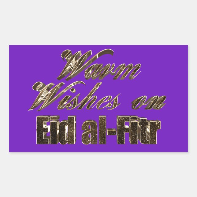 Warm Wishes on Eid al-Fitr Purple Gold Typography Sticker (Front)