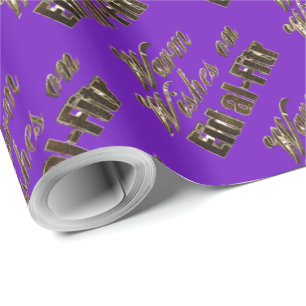 Warm Wishes on Eid al-Fitr Purple Gold Typography Wrapping Paper