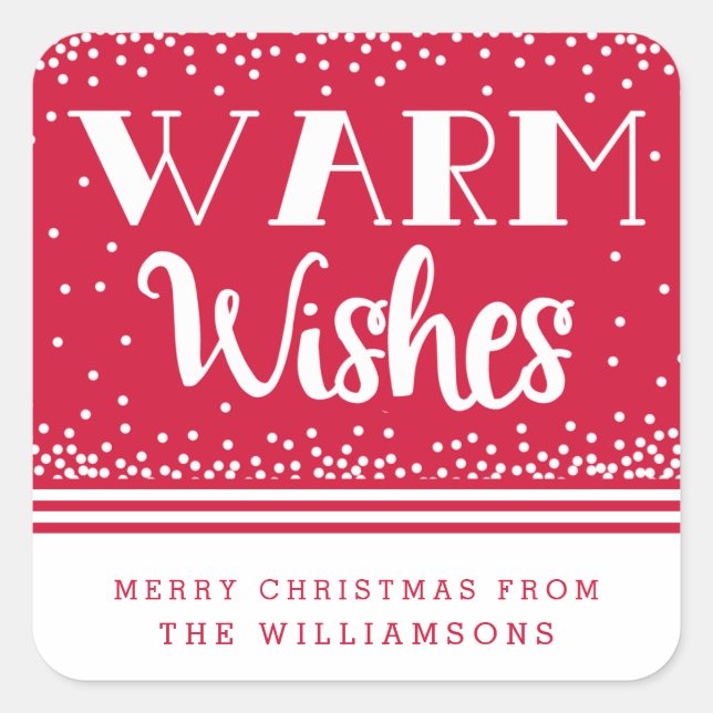 Warm Wishes Personalized Holiday Stickers / Red (Front)