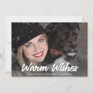 Warm Wishes Personalized Horizontal Photo Holiday Card